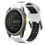 For Garmin Fenix 8 MIP 51mm Two Color Reverse Buckle 26mm Silicone Watch Band(White+Black)