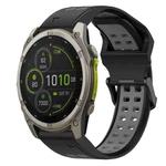 For Garmin Fenix 8 MIP 51mm Two Color Reverse Buckle 26mm Silicone Watch Band(Black+Grey)