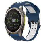 For Garmin Fenix 8 MIP 51mm Two Color Reverse Buckle 26mm Silicone Watch Band(Blue+White)