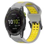 For Garmin Enduro 3 Two Color Reverse Buckle 26mm Silicone Watch Band(Grey+Yellow)