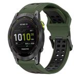 For Garmin Enduro 3 Two Color Reverse Buckle 26mm Silicone Watch Band(Army Green+Black)