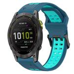 For Garmin Enduro 3 Two Color Reverse Buckle 26mm Silicone Watch Band(Blue+Water Duck)