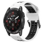 For Garmin Epix Pro 42mm 20mm Two-Color Reverse Buckle Silicone Watch Band(White+Black)