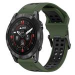 For Garmin Epix Pro 42mm 20mm Two-Color Reverse Buckle Silicone Watch Band(Army Green+Black)