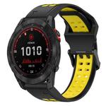 For Garmin Fenix 7S Solar 20mm Two-Color Reverse Buckle Silicone Watch Band(Black+Yellow)