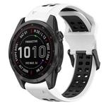 For Garmin Fenix 7S Sapphire Solar 20mm Two-Color Reverse Buckle Silicone Watch Band(White+Black)