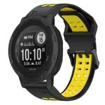 For Garmin Instinct 2S 20mm Two-Color Reverse Buckle Silicone Watch Band(Black+Yellow)