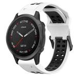 For Garmin Fenix 6S 20mm Two-Color Reverse Buckle Silicone Watch Band(White+Black)