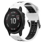 For Garmin Fenix 6S Pro 20mm Two-Color Reverse Buckle Silicone Watch Band(White+Black)