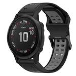 For Garmin Fenix 6S Pro 20mm Two-Color Reverse Buckle Silicone Watch Band(Black+Grey)