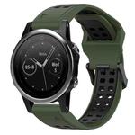 For Garmin Fenix 5S 20mm Two-Color Reverse Buckle Silicone Watch Band(Army Green+Black)