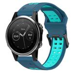 For Garmin Fenix 5S 20mm Two-Color Reverse Buckle Silicone Watch Band(Blue+Teal)