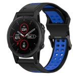 For Garmin Fenix 5S Plus 20mm Two-Color Reverse Buckle Silicone Watch Band(Black+Blue)