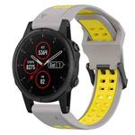 For Garmin Fenix 5S Plus 20mm Two-Color Reverse Buckle Silicone Watch Band(Grey+Yellow)
