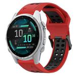 For Garmin Fenix 8 AMOLED 43mm Two Color Reverse Buckle 20mm Silicone Watch Band(Red+Black)