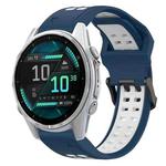 For Garmin Fenix 8 AMOLED 43mm Two Color Reverse Buckle 20mm Silicone Watch Band(Blue+White)