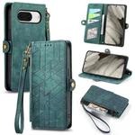 For Google Pixel 8 Geometric Zipper Wallet Side Buckle Leather Phone Case(Green)