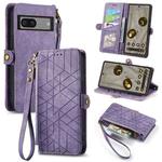 For Google Pixel 6 Pro Geometric Zipper Wallet Side Buckle Leather Phone Case(Purple)