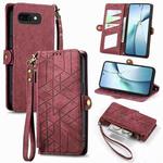 For Google Pixel 9a Geometric Zipper Wallet Side Buckle Leather Phone Case(Red)
