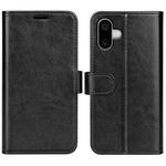 For iPhone 16 R64 Texture Horizontal Flip Leather Phone Case(Black)