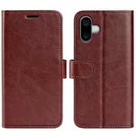 For iPhone 16 Plus R64 Texture Horizontal Flip Leather Phone Case(Brown)