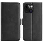 For iPhone 15 Plus Dual-side Magnetic Buckle Horizontal Flip Leather Phone Case(Black)