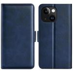 For iPhone 15 Plus Dual-side Magnetic Buckle Horizontal Flip Leather Phone Case(Dark Blue)
