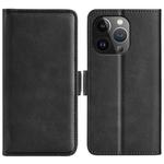 For iPhone 15 Pro Dual-side Magnetic Buckle Horizontal Flip Leather Phone Case(Black)