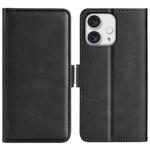 For iPhone 16 Pro Dual-side Magnetic Buckle Horizontal Flip Leather Phone Case(Black)