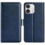 For iPhone 16 Pro Dual-side Magnetic Buckle Horizontal Flip Leather Phone Case(Dark Blue)