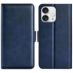 For iPhone 16 Pro Max Dual-side Magnetic Buckle Horizontal Flip Leather Phone Case(Dark Blue)