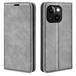 For iPhone 15 Retro-skin  Magnetic Suction Leather Phone Case(Grey)