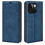 For iPhone 15 Plus Retro-skin  Magnetic Suction Leather Phone Case(Dark Blue)