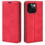 For iPhone 15 Plus Retro-skin  Magnetic Suction Leather Phone Case(Red)