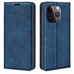 For iPhone 15 Pro Max Retro-skin  Magnetic Suction Leather Phone Case(Dark Blue)