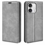 For iPhone 16 Pro Max Retro-skin  Magnetic Suction Leather Phone Case(Grey)