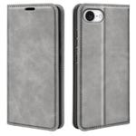 For iPhone 16e Retro-skin  Magnetic Suction Leather Phone Case(Grey)