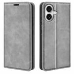 For iPhone 17 Retro-skin  Magnetic Suction Leather Phone Case(Grey)