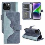 For iPhone 15 Stitching Horizontal Flip Leather Phone Case(Blue)