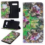3D Colored Drawing Pattern Horizontal Flip Leather Case for Samsung Galaxy S10, with Holder & Card Slots & Wallet(Green Butterfly)