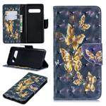 3D Colored Drawing Pattern Horizontal Flip Leather Case for Samsung Galaxy S10, with Holder & Card Slots & Wallet(Black Background Butterfly)