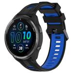 For Garmin Forerunner 965 Sports Two-Color Silicone Watch Band(Black+Blue)