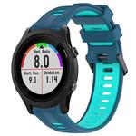 For Garmin Forerunner 935 Sports Two-Color Silicone Watch Band(Blue+Teal)