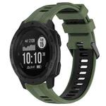 For Garmin Instinct Sports Two-Color Silicone Watch Band(Army Green+Black)