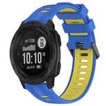 For Garmin Instinct Sports Two-Color Silicone Watch Band(Blue+Yellow)