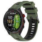 For Garmin Approach S70 47mm Sports Two-Color Silicone Watch Band(Army Green+Black)