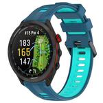 For Garmin Approach S70 47mm Sports Two-Color Silicone Watch Band(Blue+Teal)