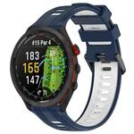 For Garmin Approach S70 47mm Sports Two-Color Silicone Watch Band(Midnight Blue+White)