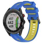 For Garmin Approach S62 Sports Two-Color Silicone Watch Band(Blue+Yellow)