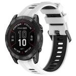 For Garmin Fenix 7 Pro Sports Two-Color Silicone Watch Band(White+Black)